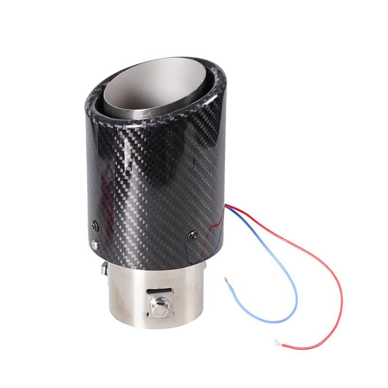 Auto Zubehör 63-65mm Carbonfaser Farbe Auto Auspuff Schalldämpfer Rohrspitze mit LED Licht Schalldämpfer Auspuff Auto Zubehör