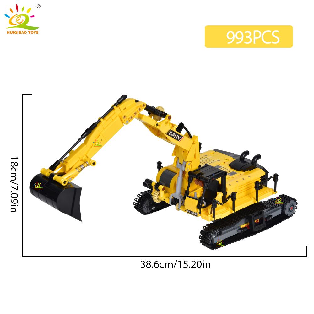 Non-Toxic Moc Engineering Truck Building Blocks Technical Excavator Crane Vehicle Car Bricks City Construction Toys For Children