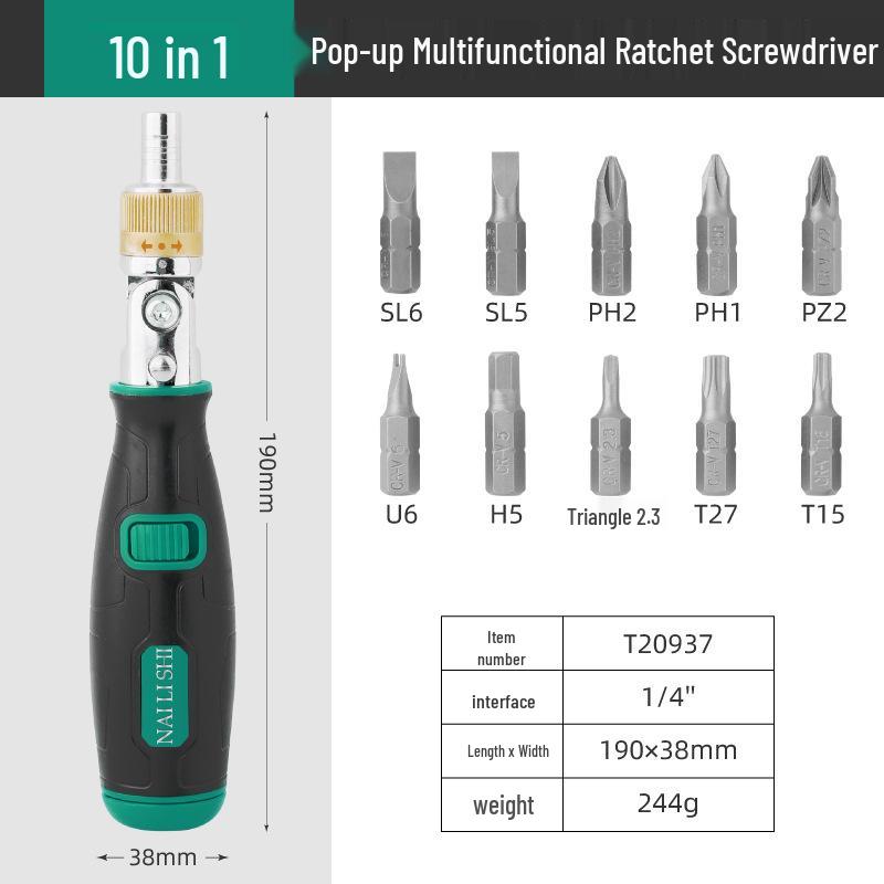 

10-in-1 Multi-Angle Ratchet Screwdriver Set with Magnetic Tip