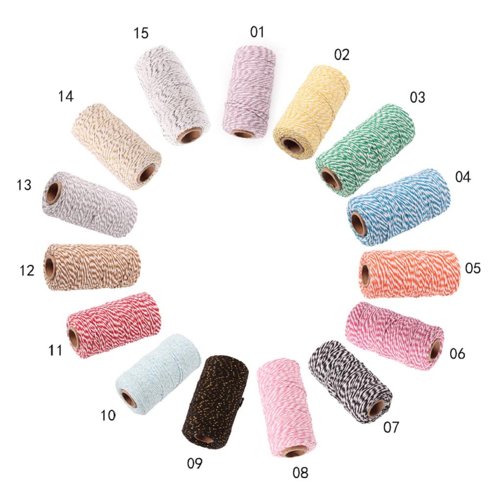 Bakers Twine Cotton Rope Two Tone Jute String for Crafts Christmas Holiday Ribbon Strong Cord for School and Gardening