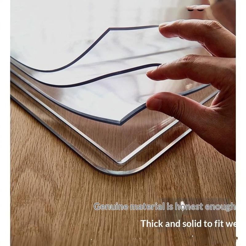 Clear PVC Table Protector Wear Resistant Oil Proof Heat Resistant Antibacterial Mat for Office Conference Meeting Table