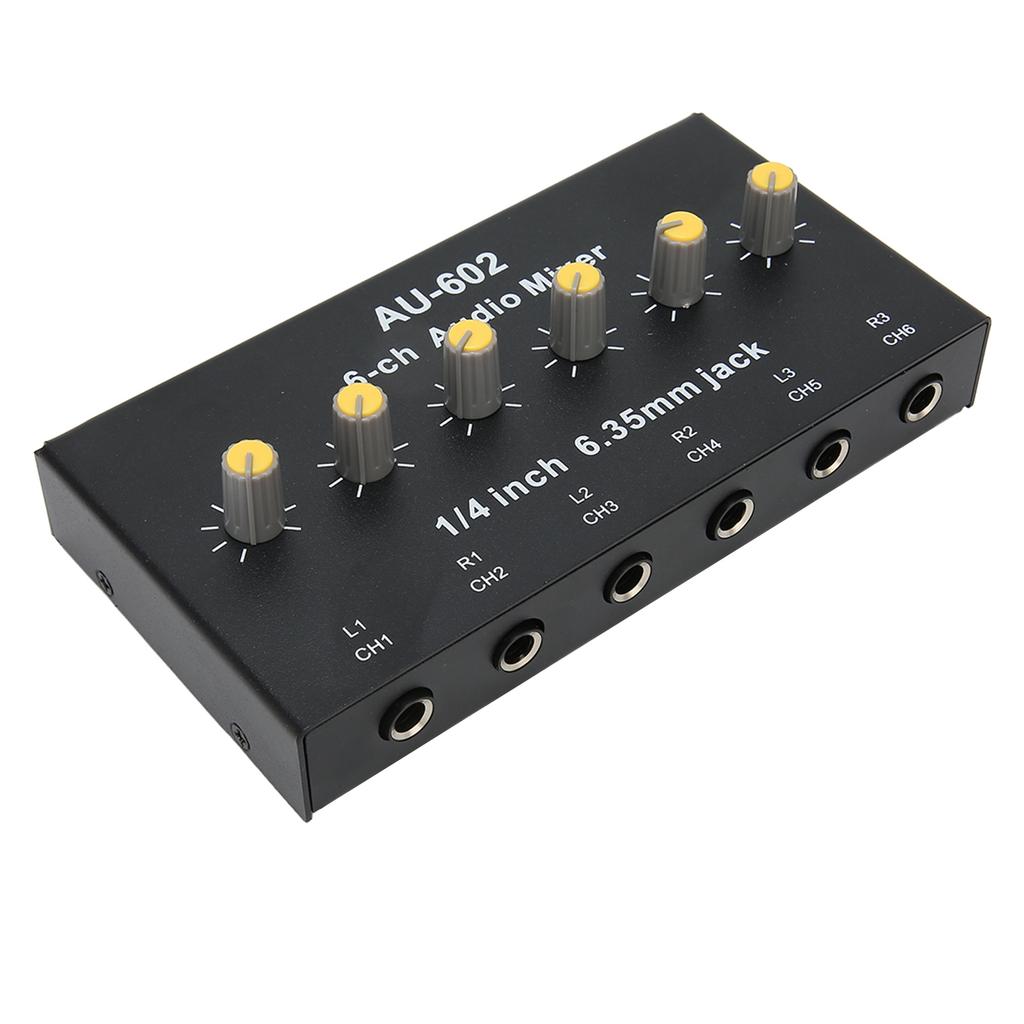 Mini Sound Mixer 6 Mono Channel 3 Stereo Channel Low Noise 6.5mm Input Output Line Mixer for Mic Guitar Keyboard