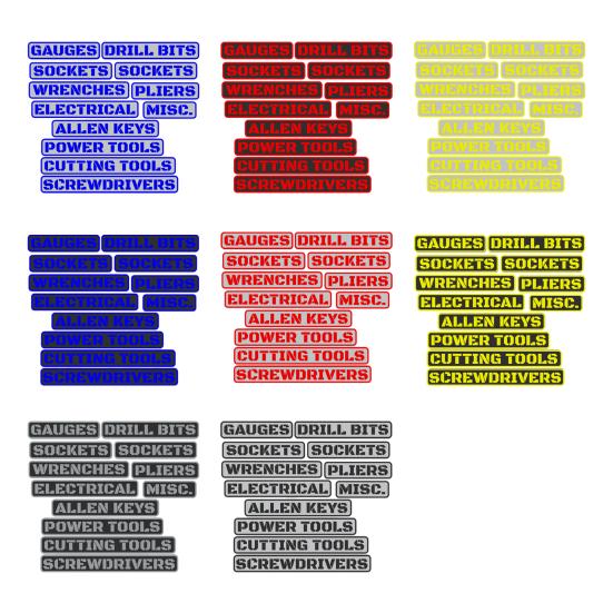 12Pcs Magnetic Toolbox Labels Reusable 3D Printed Tool Box Organize Accessories for Steel Toolboxes Carts Drawers Cabinets DIY Garage Organization