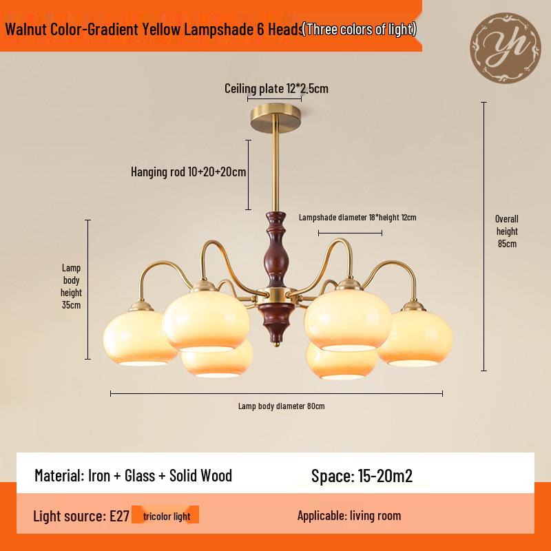 Wabi-Sabi Vintage Persimmon Pendant Light - Retro Solid Wood Eye-Protecting Fixture for Living Room, Study, Bedroom