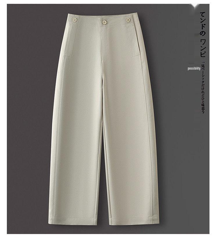 Women's Khaki High-Waisted Cropped Wide-Leg Pants - Petite, Spring/Autumn 2026