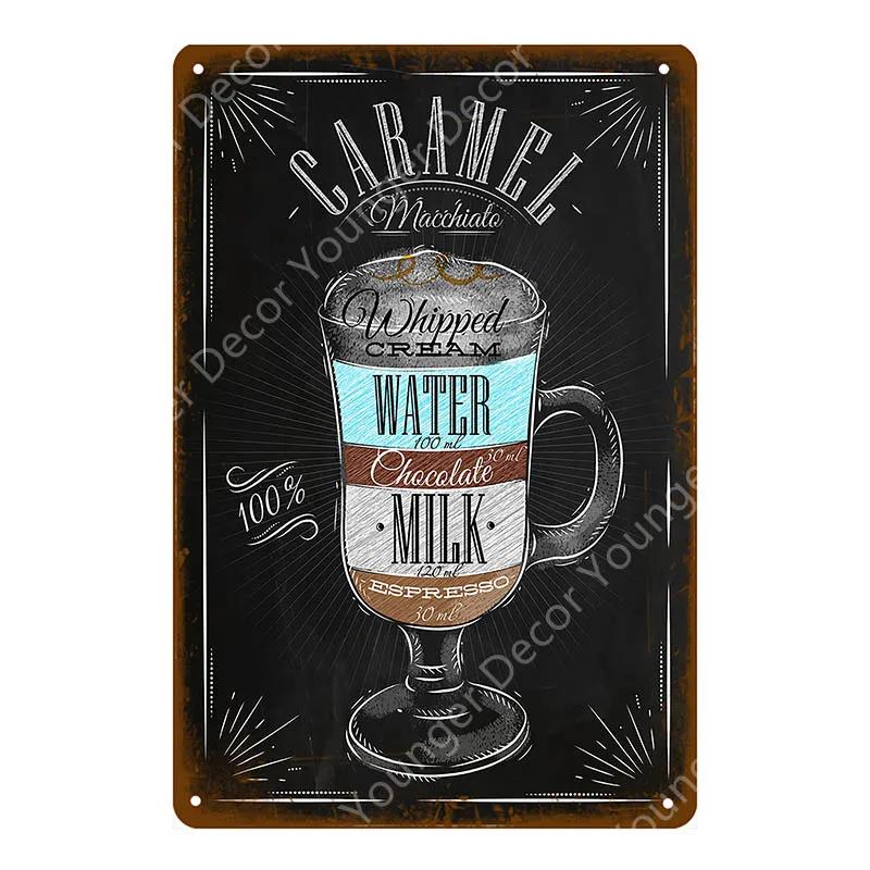 Coffee Menu Plaque Home Bar Cafe Vintage Wall Decor Art Metal Tin Signs Pub Tavern Retro Decorative Plates Metal Poster YJ177
