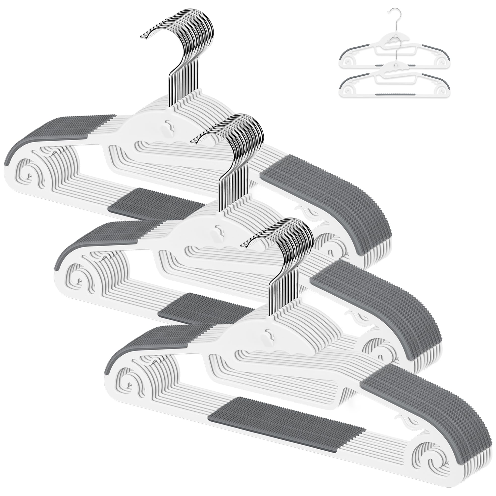 stretching of the TITIROBA Prevents collar stretching and with connecting Rotating Gray [Prevents neckline] Hangers, 30-pack, Non-slip, deformation, серый