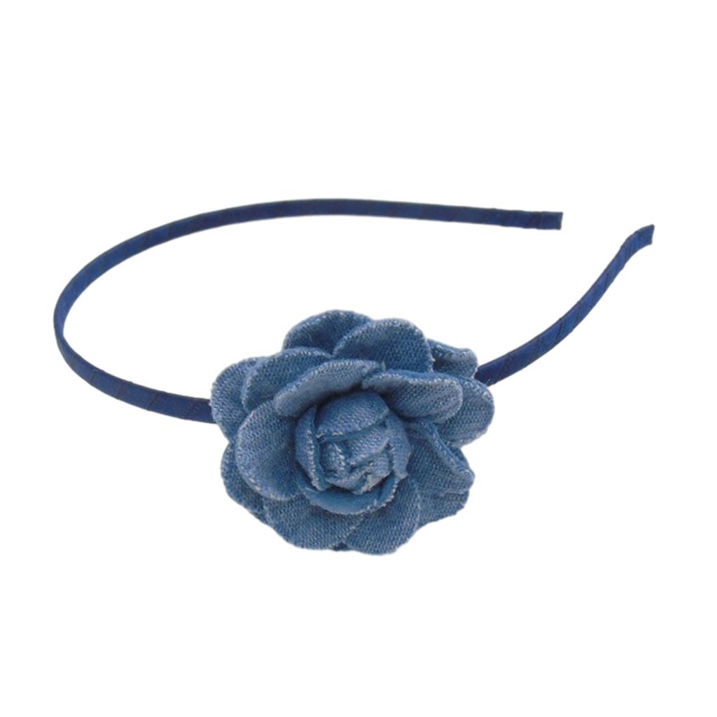 Unique Washed-Denim Headbands for Woman Non-slip Hair Clip with Rose Shape Headband for Girls Washing Face Sports