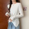 Pure Cotton Long Sleeved T-shirt Women's Oversized Spring and Autumn Bottom Shirt Korean Fashion Versatile Slimming Top