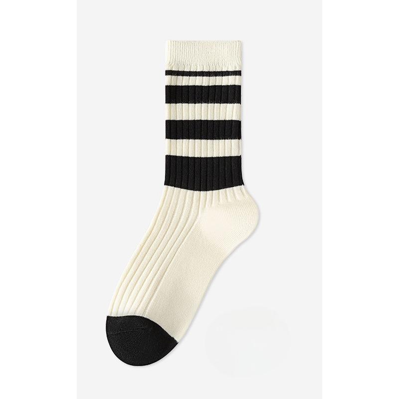 Women's Spring and Autumn Mid-calf Socks, Sweat-absorbing and Odor-proof Pure Cotton Socks, Versatile Pile Socks, Multicolored Cotton Socks