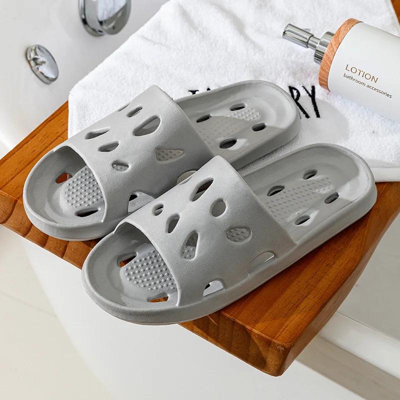 Fashion Slippers Men Bathroom Water Leaky Slippers Summer Women Home Couples Non-slip Indoor Home Waterproof Sandals Super Light