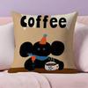 Creative Coffee Illustration Pillow Case Anti-dustmite Pillowcase Invisible zipper silky short plush Sofa cushion cover