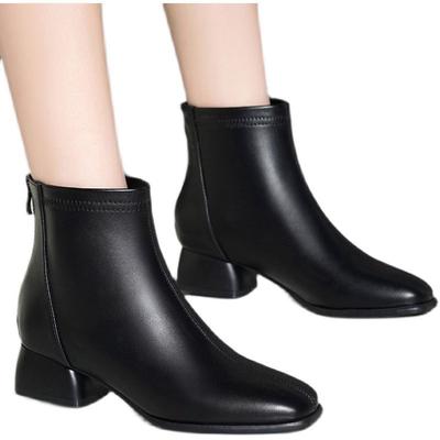 Nowe jesienno-zimowe małe rozmiary 31 3233 skórzane czarne buty na grubym obcasie krótkie damskie buty z pojedynczą cholewką duży rozmiar buty Martin 41-43