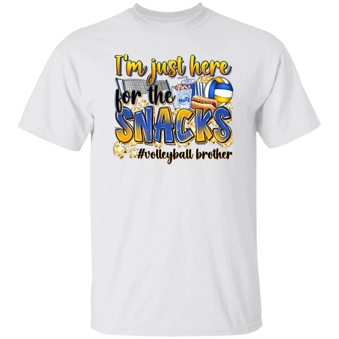 Volleyball brother T-Shirt Volleyball cheer I m just here for the snacks Unisex S