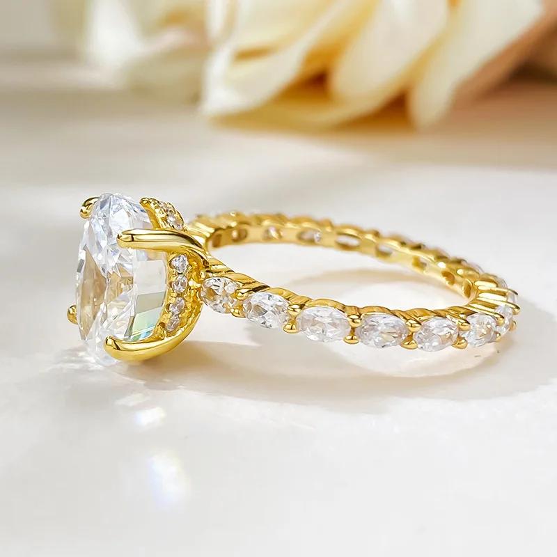 14K Gold Lab Diamond Ring 100% Real 925 Silver Engagement Wedding Band Rings for Women Bridal Promise Jewelry Gift