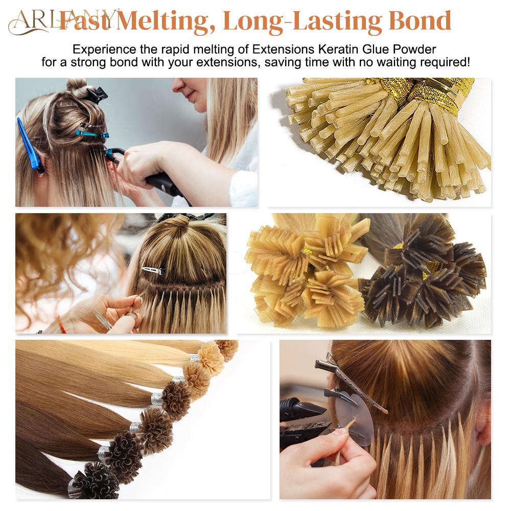 ARLANY Keratin Glue Powder for Pre-bonded Extensions Italian Keratin Glue Hot Melting Keratin Bonding Powder for K/I/U/V Tip