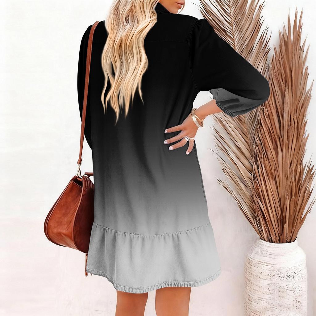 Women's Fashion Elegant Autmn And Winter Long Sleeve V,Neck Christmas Print Dress