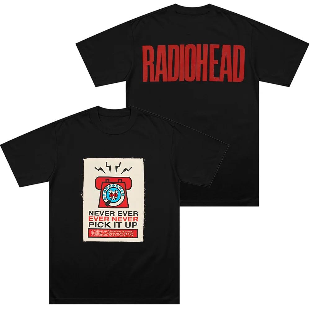 Нашивка Pick It Up Футболка Radiohead Рок-группа Хлопок Короткие рукава Мужской Топ Одежда Мужская Женская Одежда Streetwear Высокое качество S