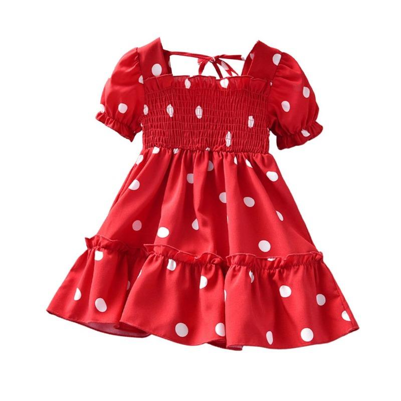 Barn Jenter Mote Kortermet Polka Dot Kjole Stilig Kjole for Barn Baby Girls