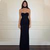 2023 Winter Women's Sexy Bandeau Fishtail Dress - European & American Style, Micro-Transparent Design