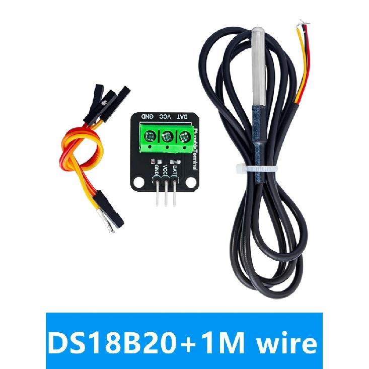 DS18B20 Temperature Sensor Module Kit Waterproof 100CM Digital Sensor Cable Stainless Steel Probe Terminal Adapter For Arduino