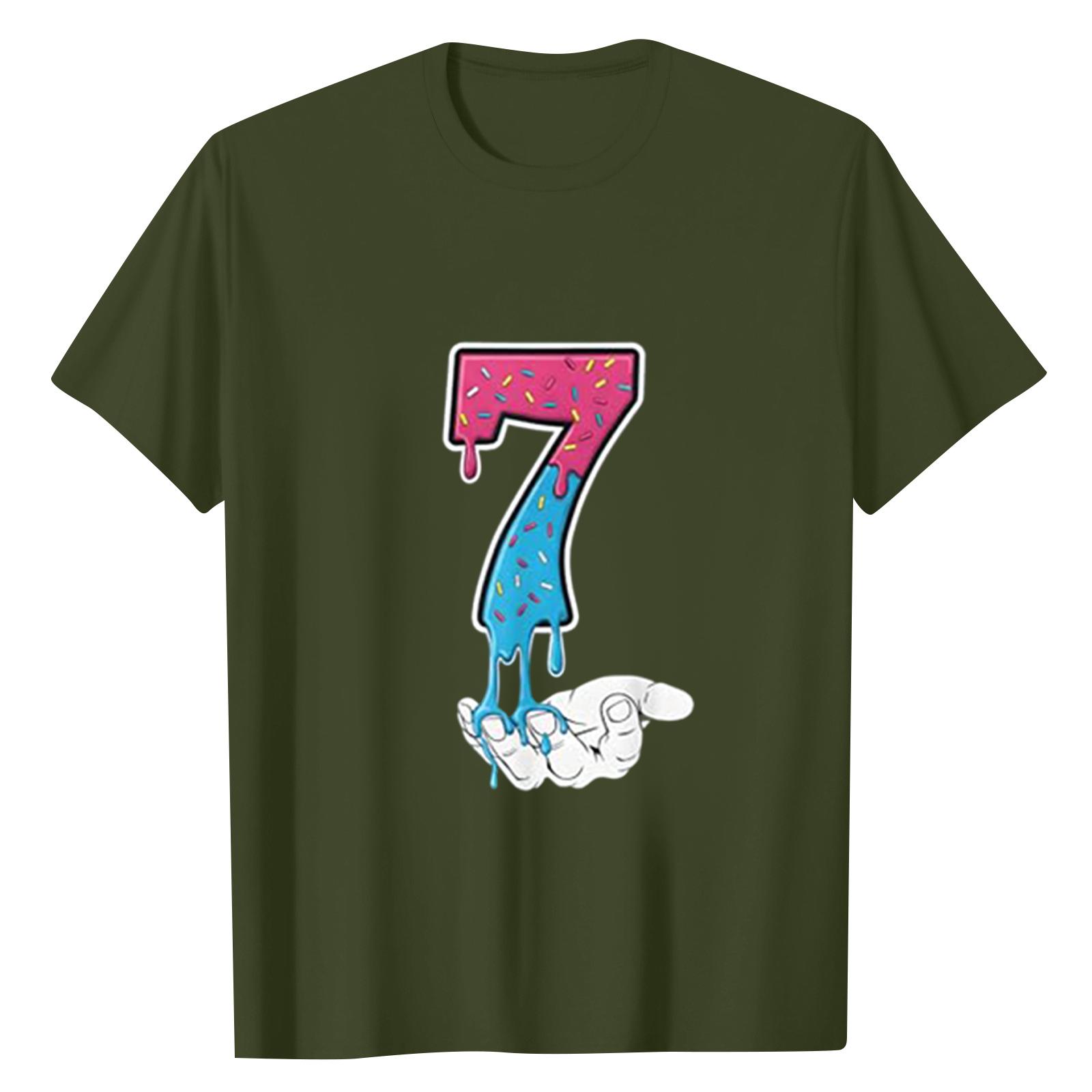 Ladies  Digital Printed Casual Round Neck Short Sleeved Top L