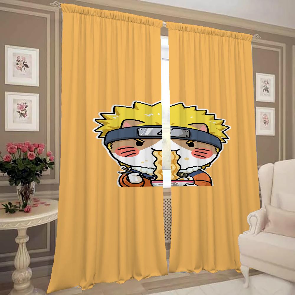 Home Interior Kitchen Curtains for Living Room 2 Pieces Blackout Curtains Door Curtain N-naruto-o Partition Bedroom Decoration