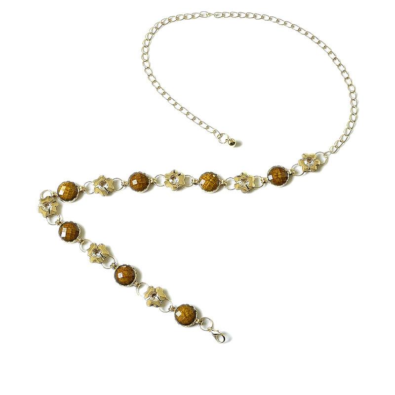 

New arrival amber gem sailor dance waist chain women s retro pattern belly dance thin belt 100-135CM