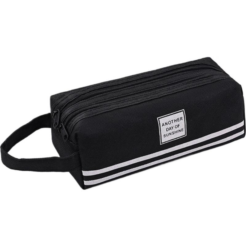 Pencil Cases Bag Canvas Pen Box Pouch Double Layer Large Capacity for Girls Back To School Student Supplies Stationery