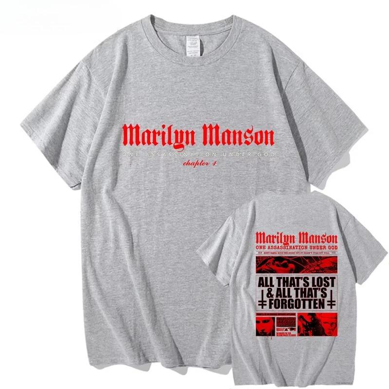 2026 Marilyn Manson Mens and Womens Harajuku Oneck Summer Casual Pure Cotton FashionAesthetics Short Sleeve Streetwear