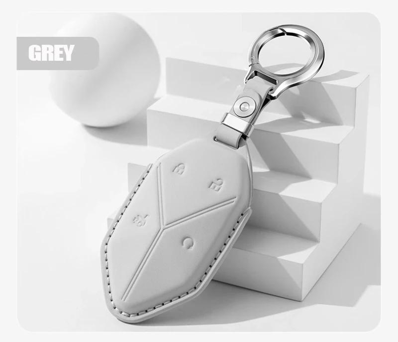 

Leather Car Key Cover For BYD Equation Leopard 5 2023-2025 Leopard 8 2025 Custom Fit Key Accessories сірий