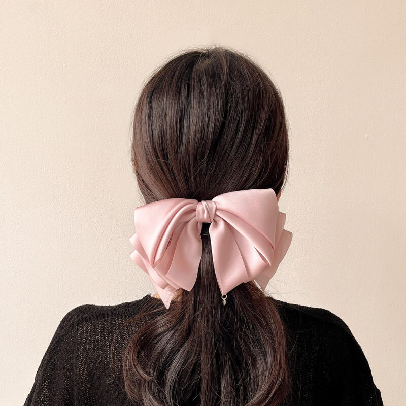 Silk double-wing cubic hairpin (pink)