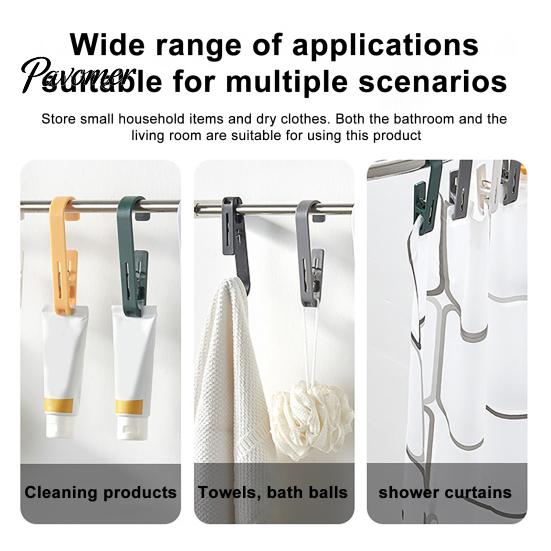 Home Organization Accessories Laundry Hook with Clip, Non-Drilling ABS Closet Organizer, Multi Purpose Plastic Clamps Durable Anti-slip Clothes