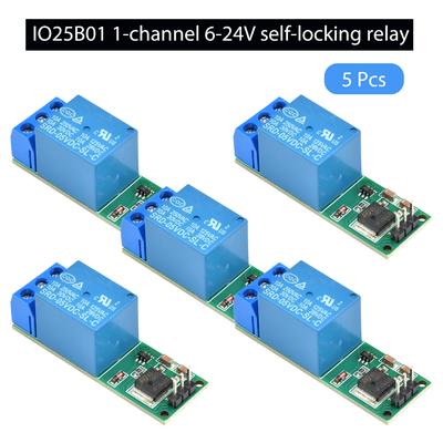 1-10P DC 6V 9V 12V 24V Flip-Flop Latch Relay Module 1 Channel Bistable Self-locking Switch Low Pulse Trigger Board for Arduino