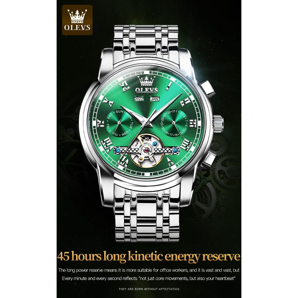 OLEVS Neue Uhr Automatische mechanische Uhr Multifunktions-Herrenuhr mit großem Zifferblatt
