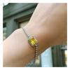 Einfaches kleines quadratisches rosa Zirkonarmband für Damen, Temperamentvolle Simulation Gelbgold-Halskette für Damen, Schmuckset.