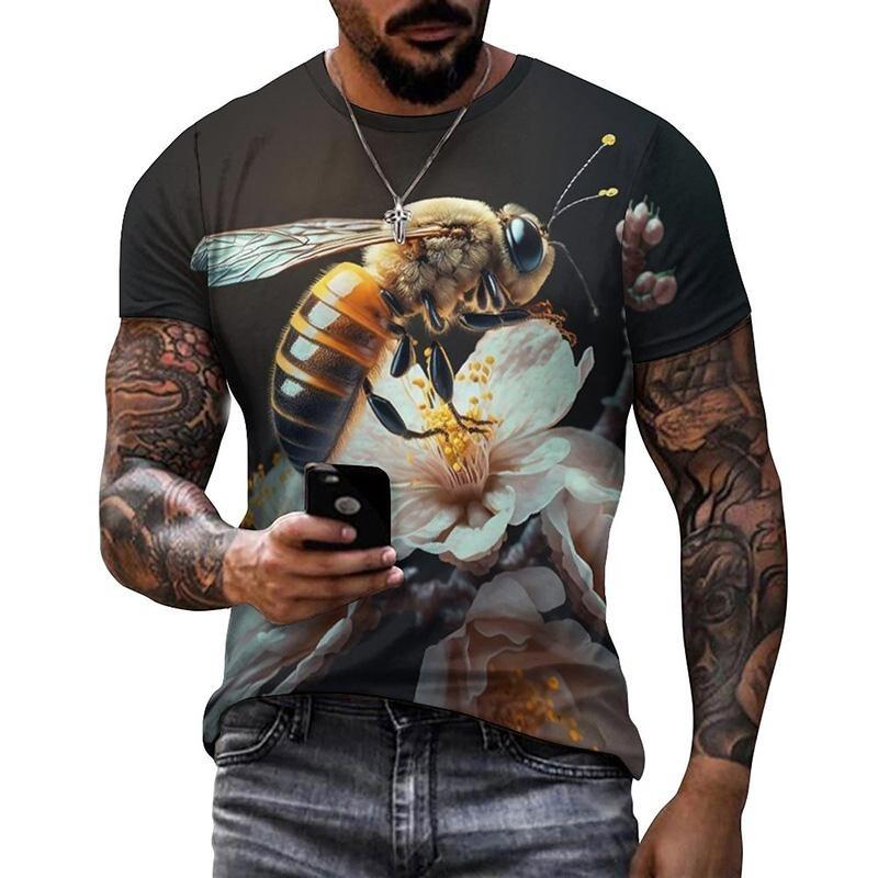 Honeycomb Bee Pattern T-shirt Fashionable 3D Printed T-shirt Summer Men's Casual Street Top
