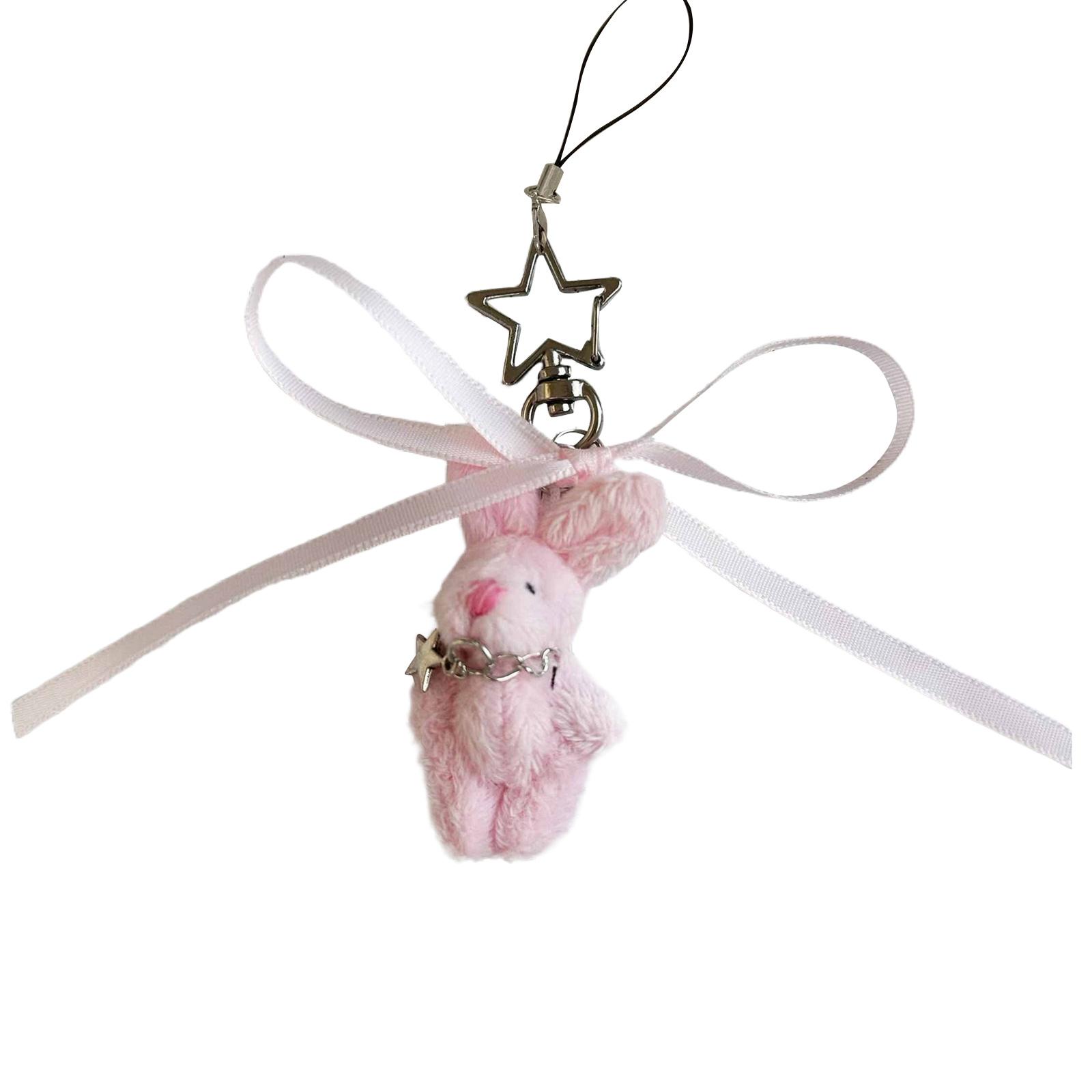 

Модный милый кулон-шарм с кроликами и бантом, стильный брелок, портативный аксессуар для ключей для женщин и девушек розовый