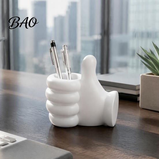 Thumb-Up Pencil Holder 3D Printed Thumbs?Up Pen Holder, Funny Gesture Shaped Desk Organizer, Creative Cute Makeup Brush Organizer Cup, Desktop