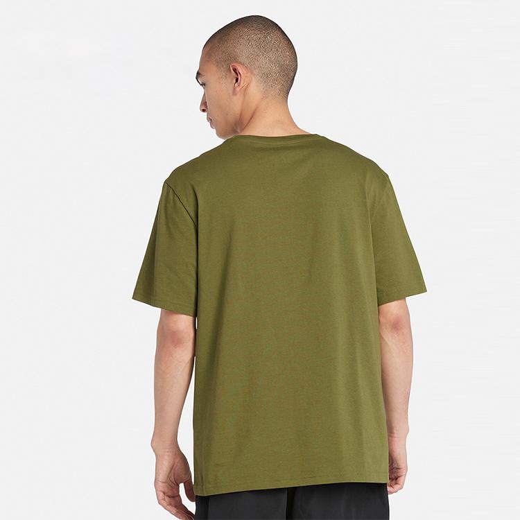 Timberland Letter Logo Printed Outdoor Casual Breathable Round Neck Short Sleeve T-Shirt Men Tops Moss-Green A42T5-EG5