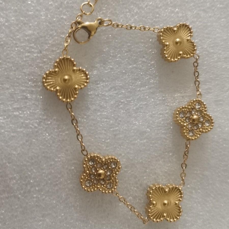 9MM 13MM Fashion Four Leaf Clover Bracelet Premium 18k Colorfast Laser Flower Bracelet