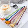 Stainless Steel Straw Spoon 304 Stainless Steel Straw Spoon 2-in-1 Dual-purpose Bar Coffee Long Handled Tableware Mixing Spoon