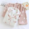 Autumn/Winter Women's Pure Cotton Long-sleeve Homewear Set - Thickened Air Layer for Warmth