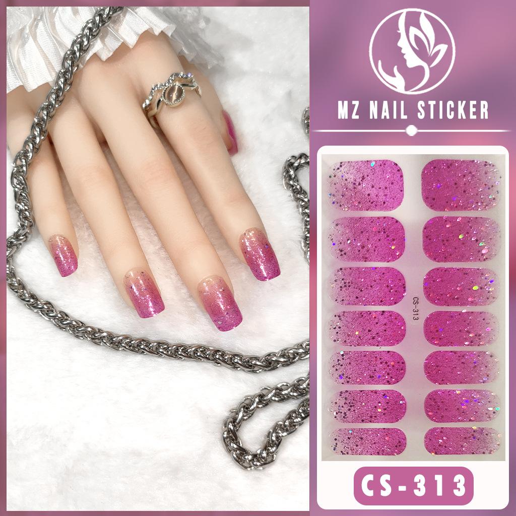 CS Color Green Onion Powder Four-color All-Green Onion No-Bake Gel Nail Polish Film All Ice Flash Nail Polish Film Paper Nail Nail Sticker