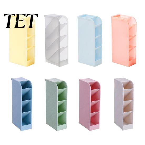 Art Tool Storage Slanted Pen Holder with 5 Compartments, Plastic Stationery Organizer, Box Macaron Colors Space Saving Pencil Cup for Office
