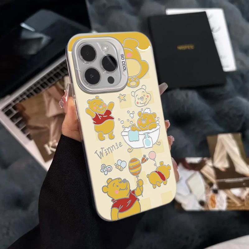 Applicable to Apple 11promax anti-drop iPhone11pro mobile phone case 11 couple bath Winnie bear strawberry bear