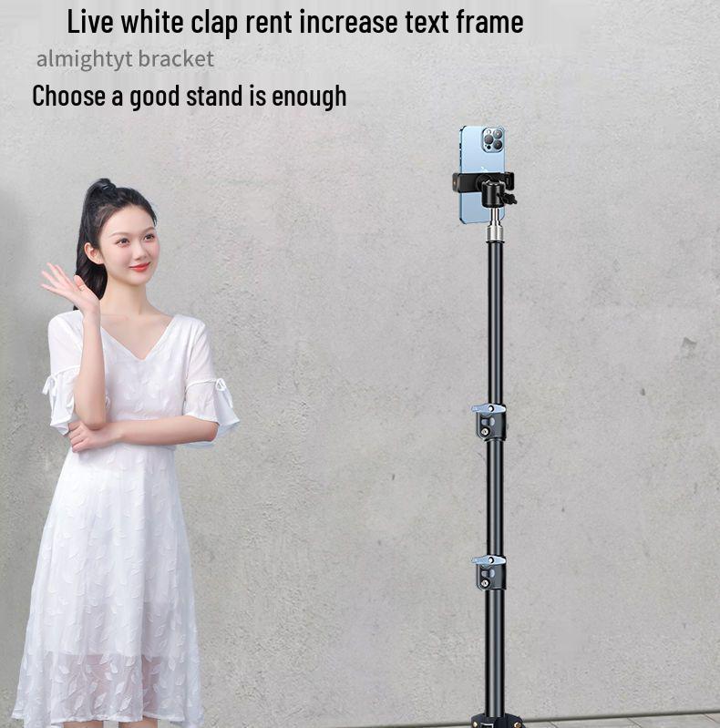 Dual Mobile Phone Outdoor Live Streaming Stand with Multi-Angle Capability, Fill Light, and Tripod.