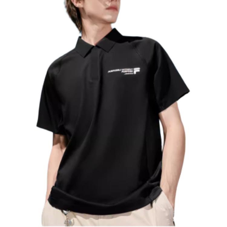 FILA Urban Tech Breathable Letter Sports Polo Shirt Men tops Deep-Black T11M421111F-BK