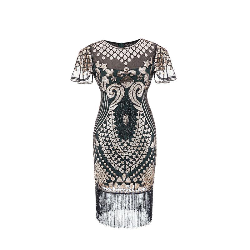 

Винтажное платье с пайетками и бахромой, маленькое платье, платье с бахромой из бисера, популярное танцевальное платье XXXL
