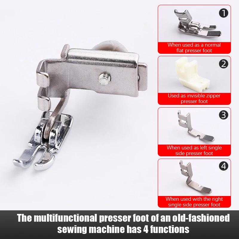 1PC Old Style Foot Sewing Machine Presser Foot Left And Right Side Invisible Zipper Household Sewing Machine Presser Foot